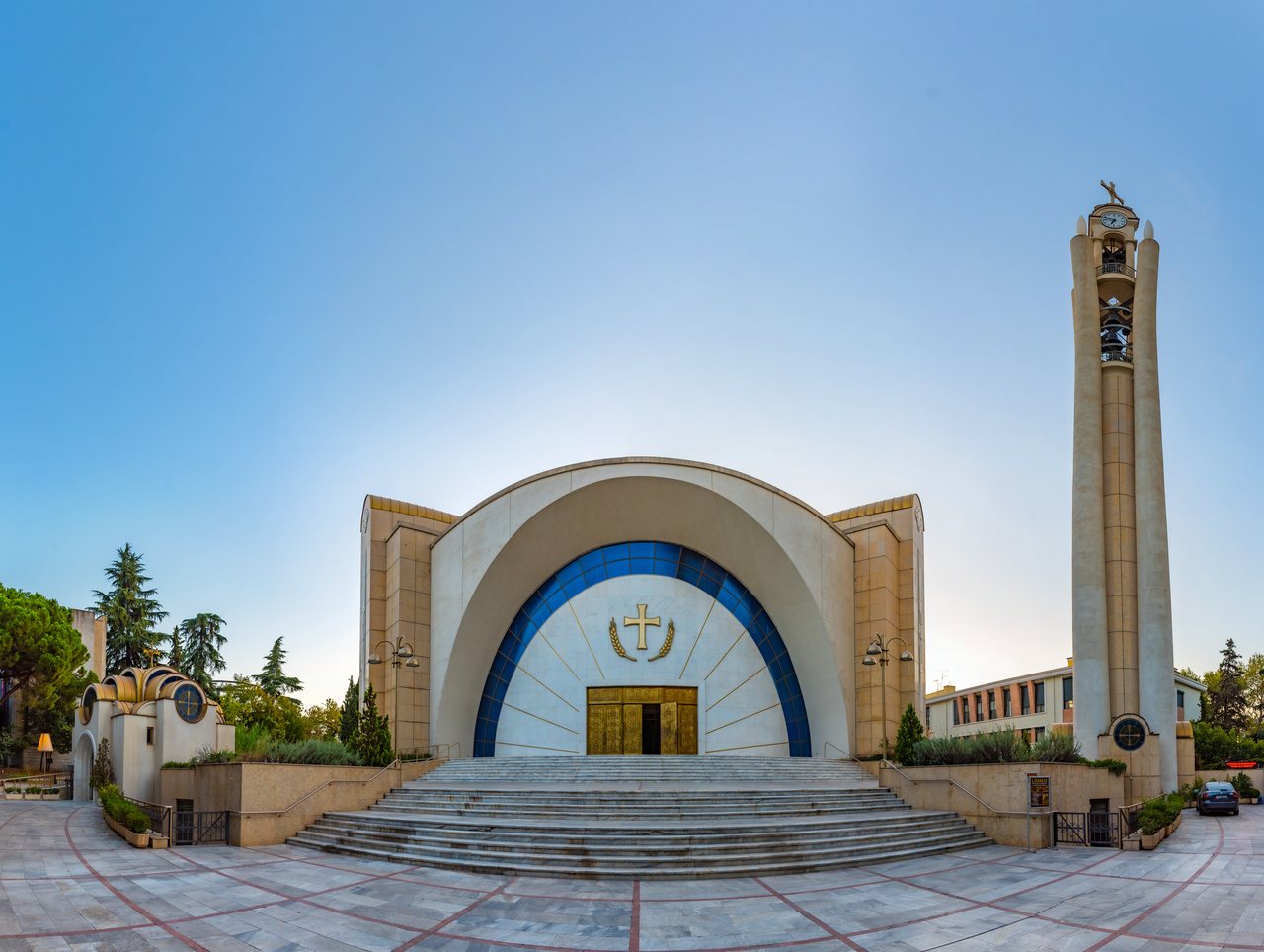 The Resurrection of Christ Orthodox Cathedral in Tirana at sunrise
