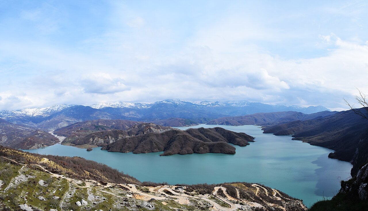 Panoramic view of Lake Bovilla, Tirana, Albania