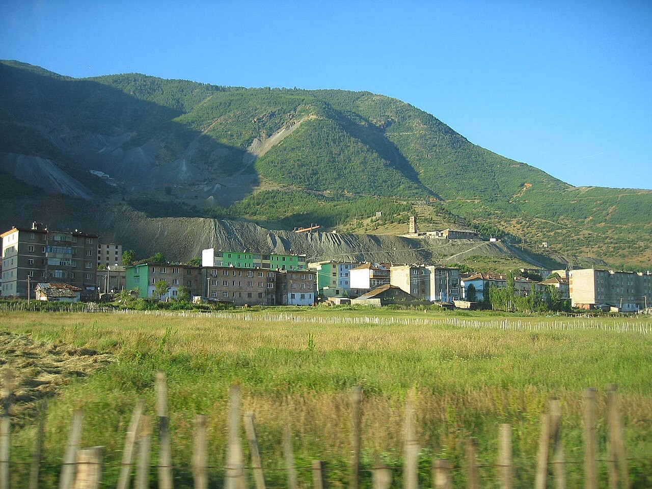 Parts of the town of Bulqizë and its chrome mine in Eastern Albania