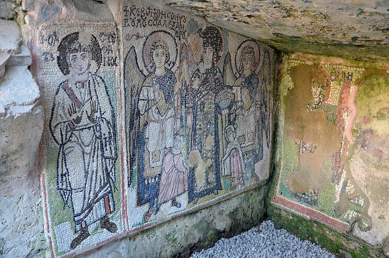 Sixth-century mosaic in the chapel of the Durrës amphitheatre
