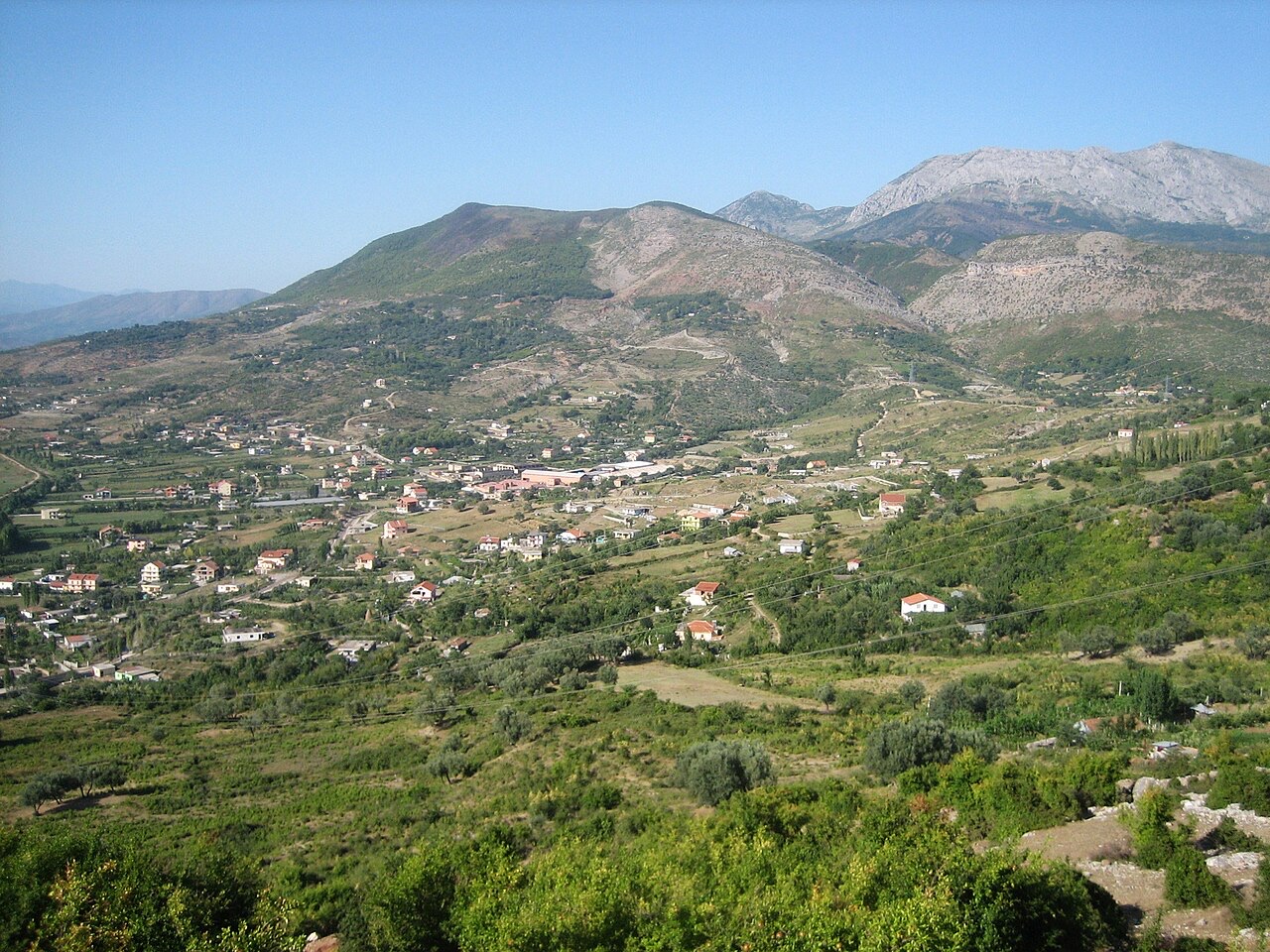 View from the top of the Lezhë Castle hill in Lezhë, Albania