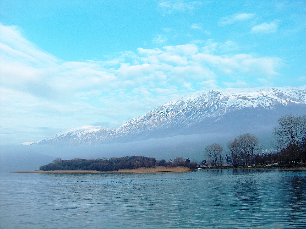 Ohrid Lake and Galichitsa Mountain near St. Naum Monastery, Republic of Macedonia