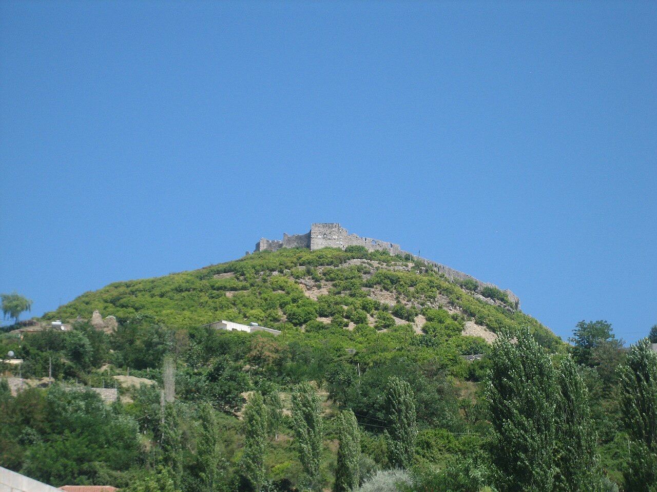 View of hill with Lezhë Castle, Lezhë, Albania