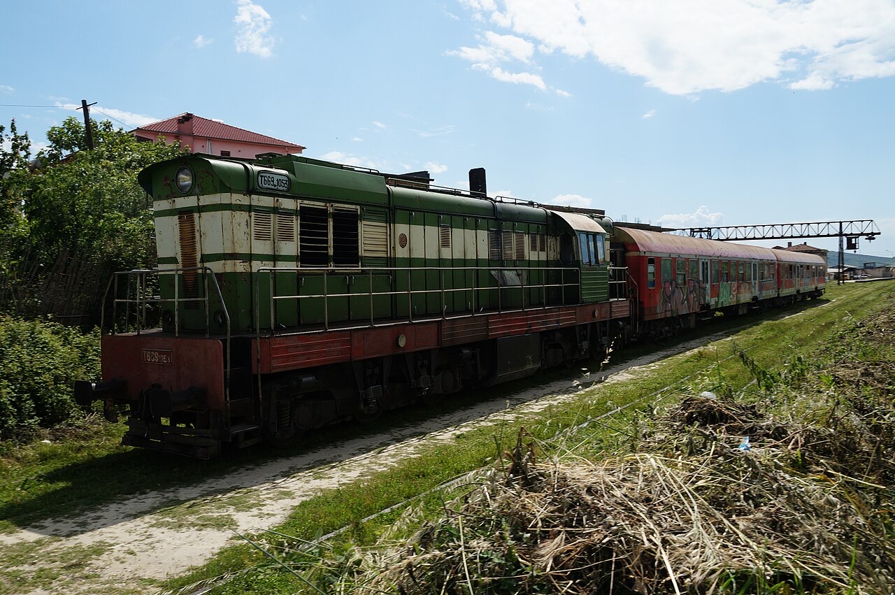 A train leaving the station of Peqin, Albania