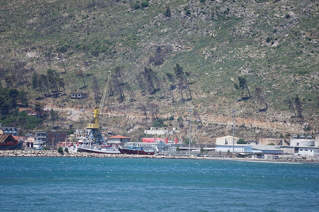 The port of Shëngjin under the hills, 2025