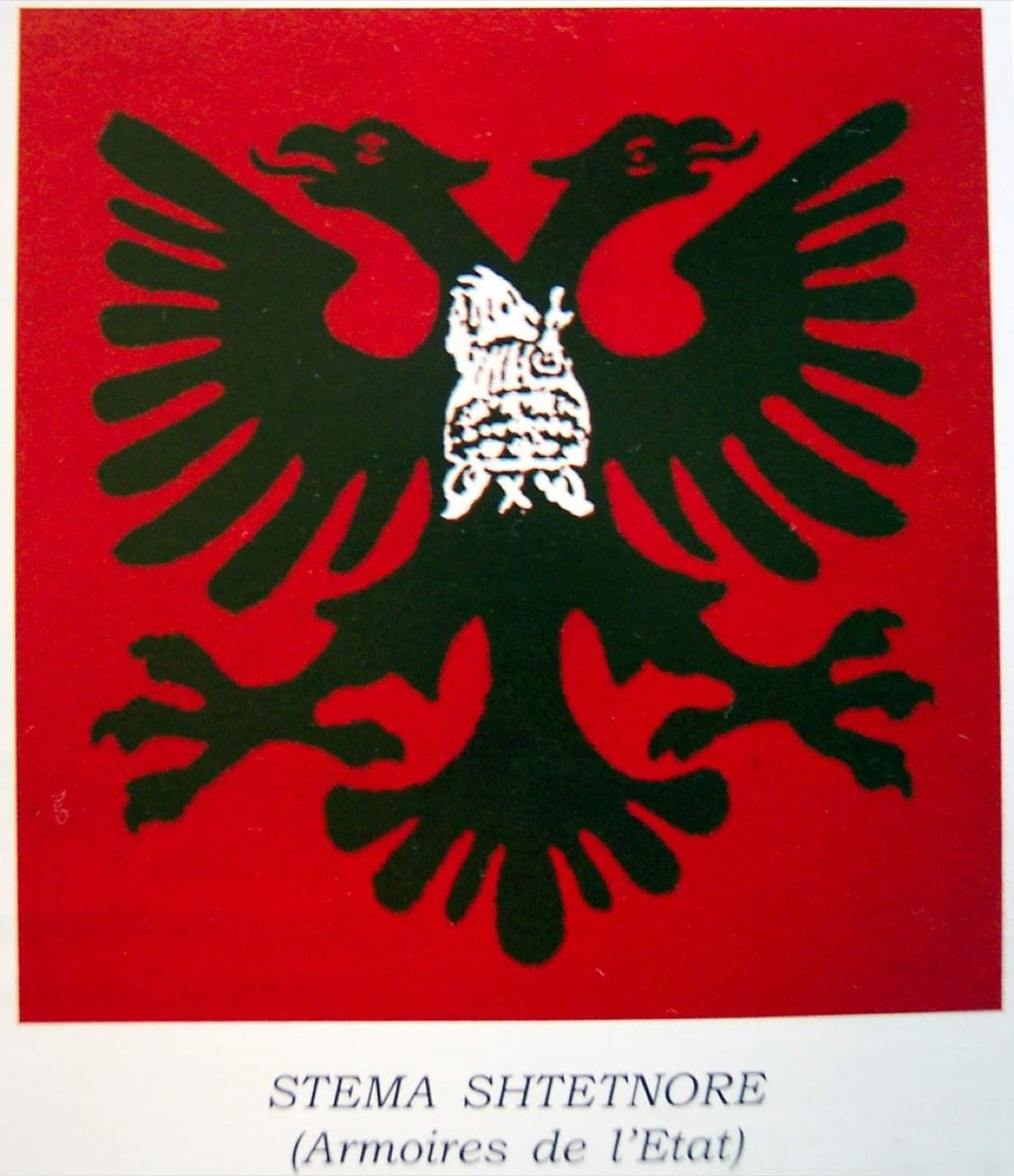 Photographed image of the State Emblem found in Teki Selenica's book "Shqipria më 1927, e illustruar", (page 125).