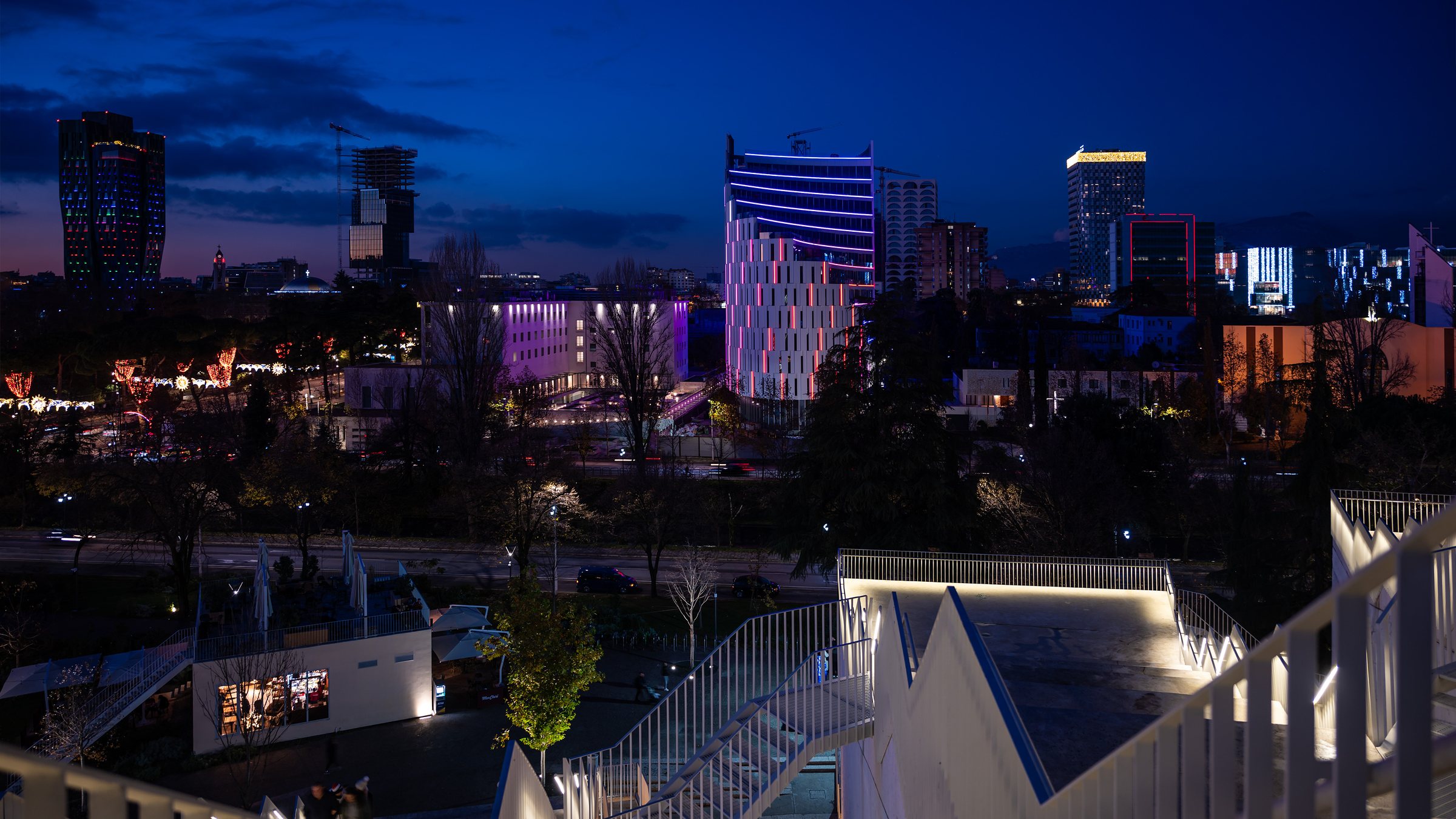 Tirana at night, seen from above