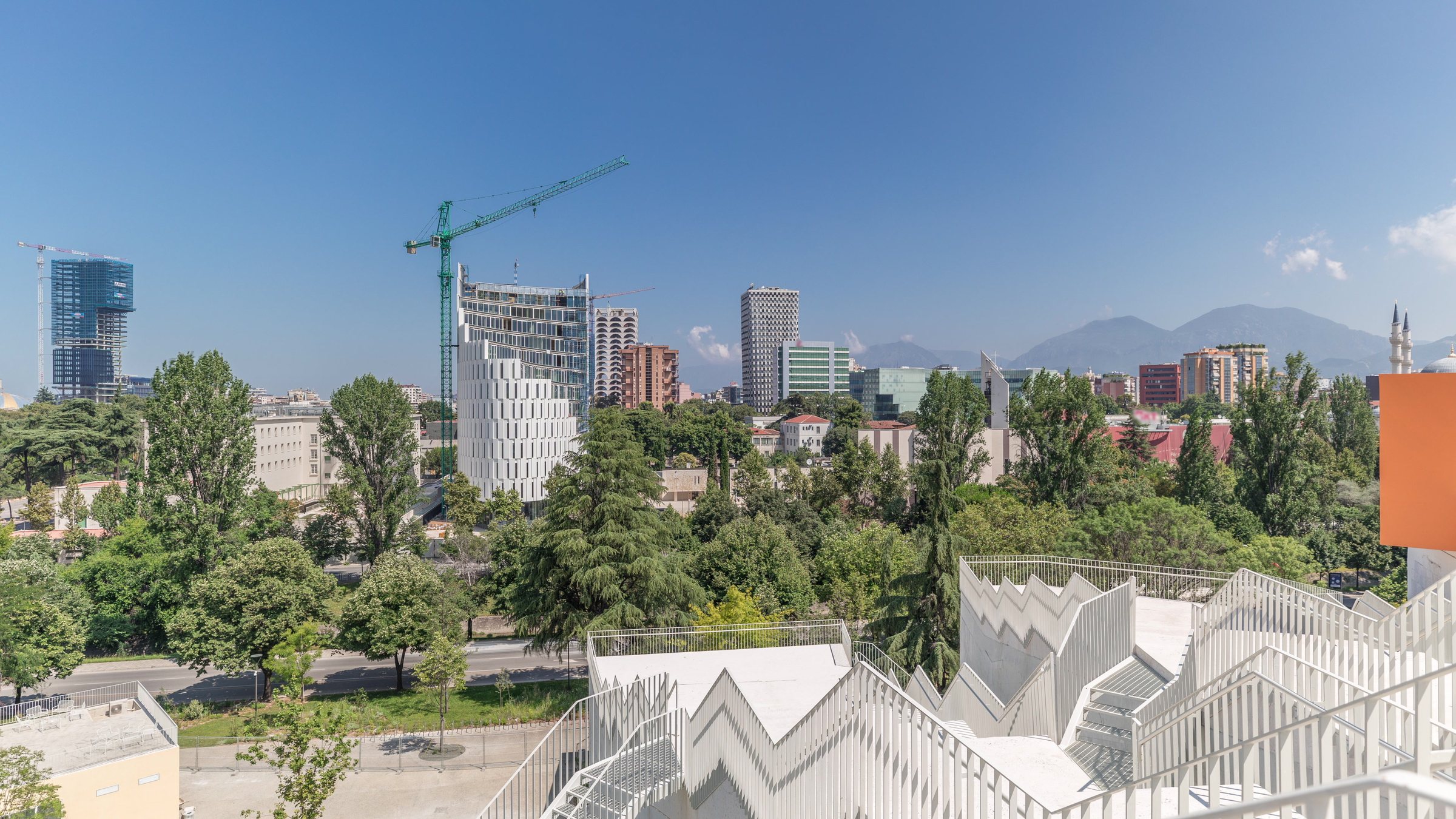 Tirana's colourful apartment buildings and towers, Albania