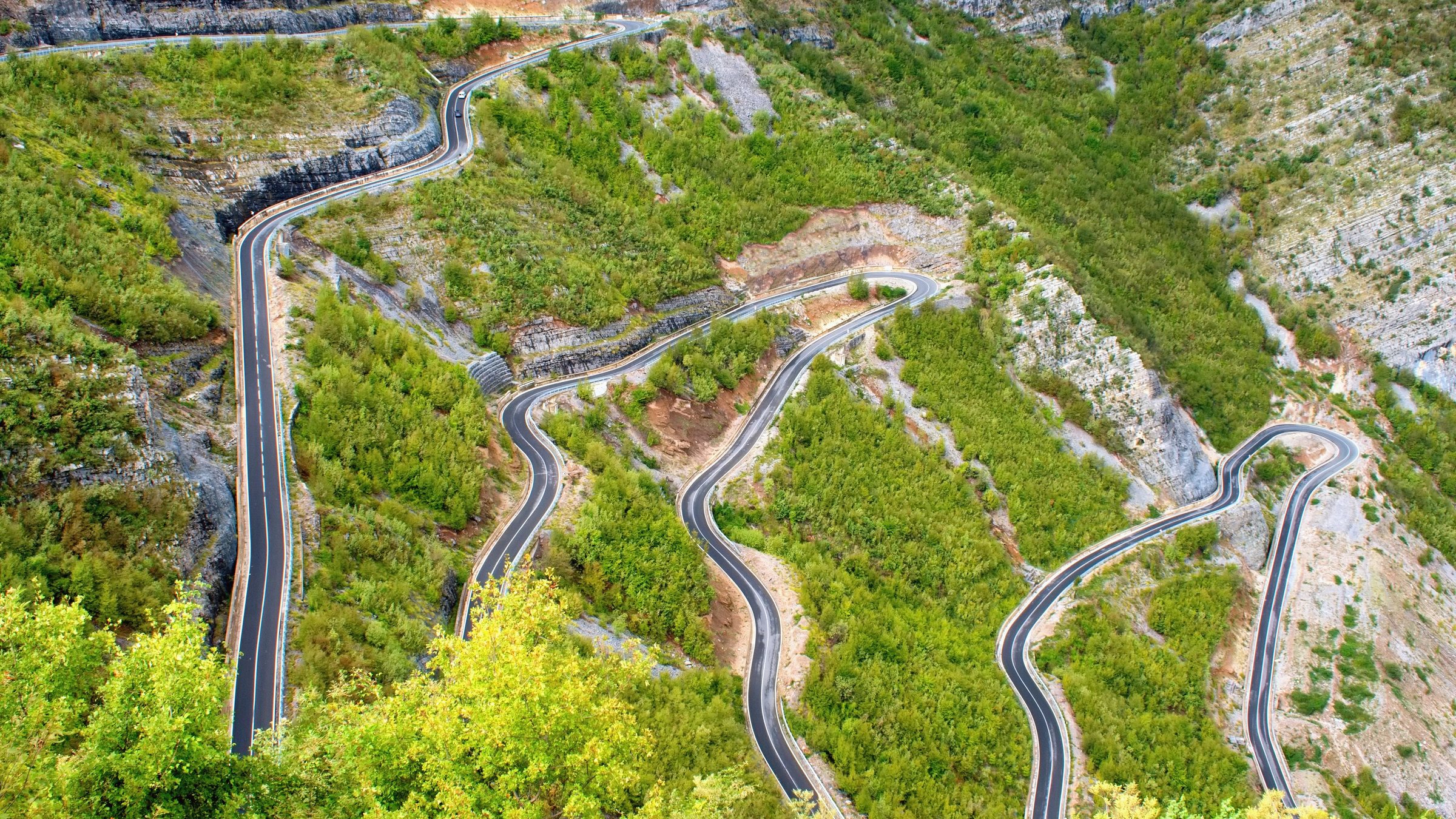 A mountain serpentine road in northern Albania