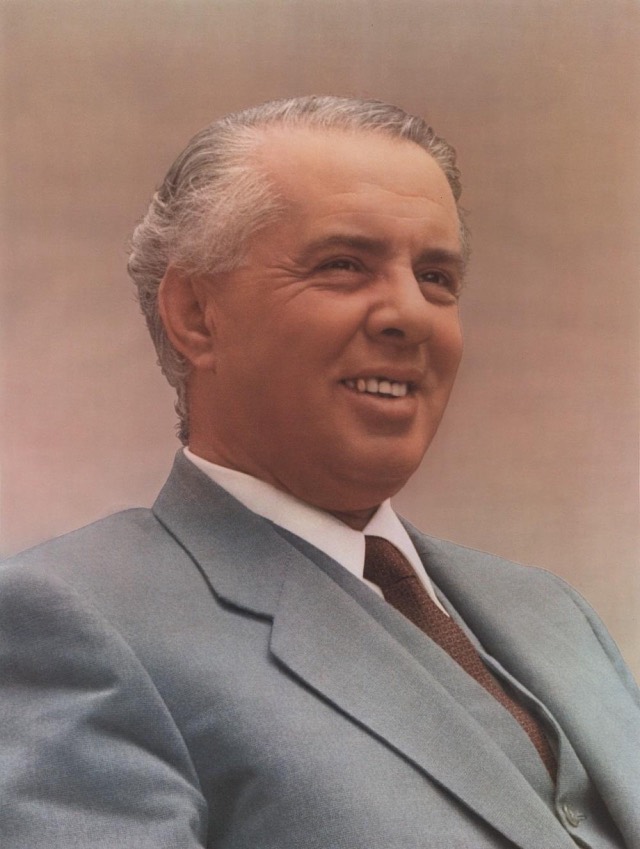 Official portrait of Albanian communist dictator, Enver Hoxha.