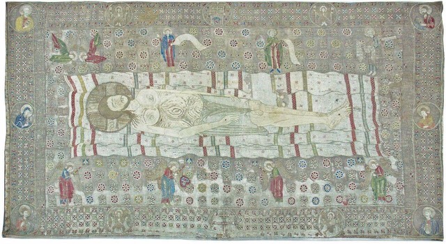 The 14th-century epitaph that was written on a shroud embroidered by monk Savia and commissioned by Gjergj Arianiti.