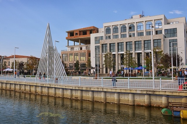 The lakeside promenade of Belsh, Albania