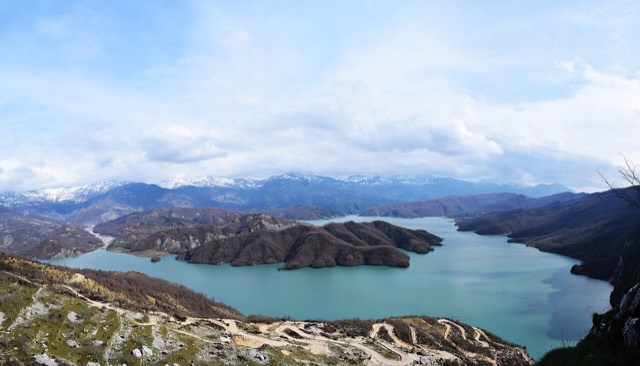 Panoramic view of Lake Bovilla, Tirana, Albania