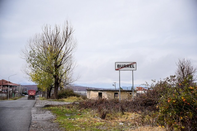 Sign in the national road of Burrel city, located in Albania, in the border of the city.