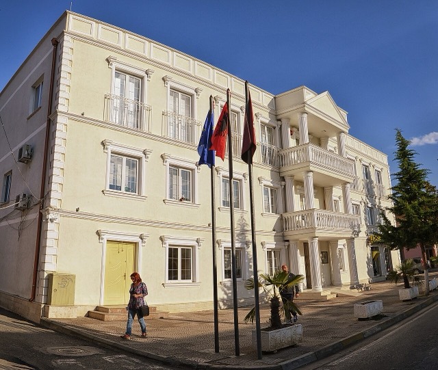 The municipality hall of Cërrik, Albania
