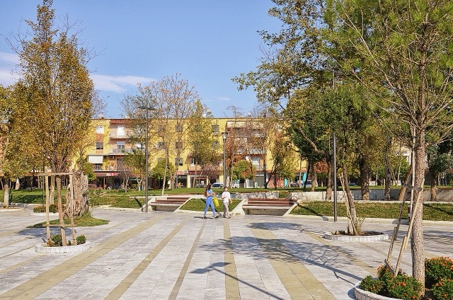 The main square of Cërrik, Albania