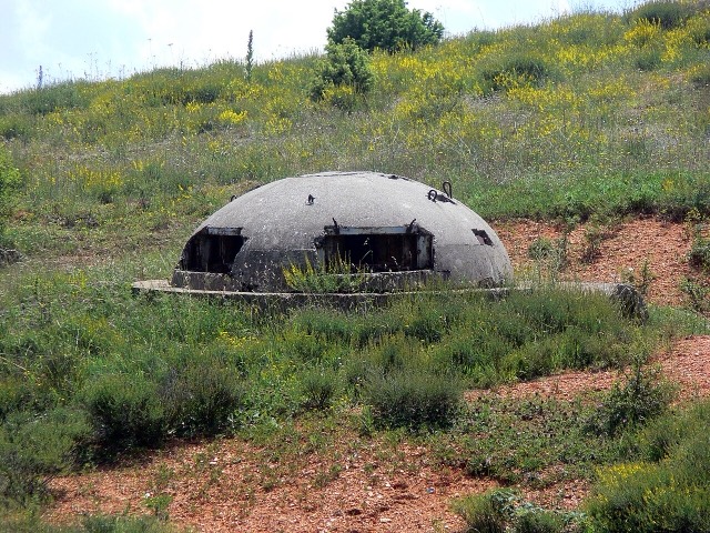 A concrete dome bunker of the communist era near the border with North Macedonia