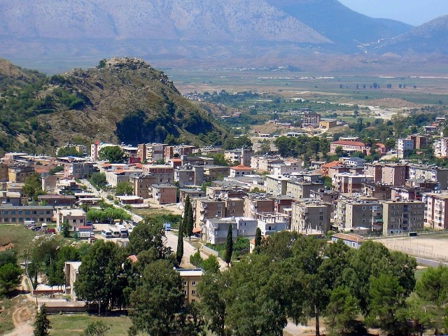 View over Delvina in Albania from northeast