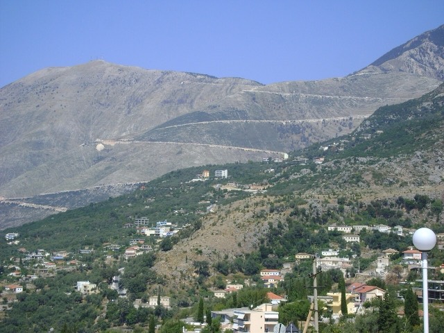 Llogara Pass in Southern Albania as seen from the village of Dhërmi