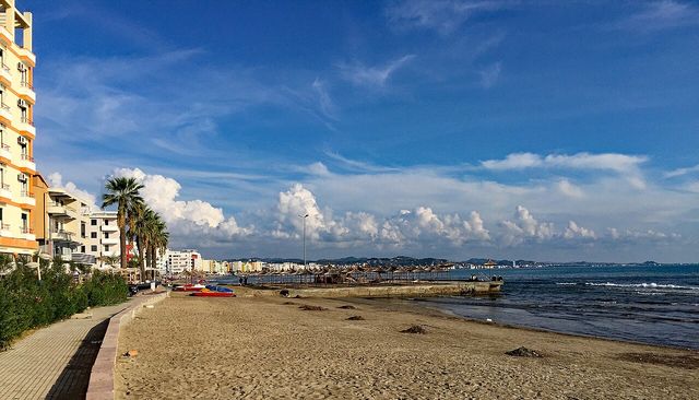 The sand at Durrës beach out of season