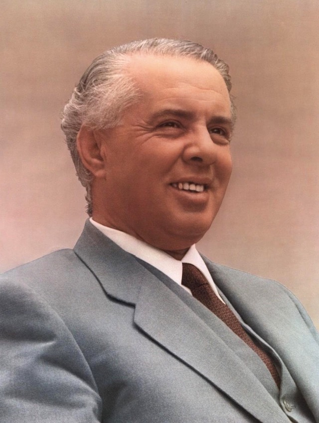 Official portrait of Albanian communist dictator, Enver Hoxha.