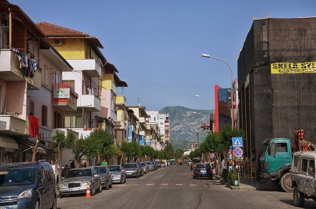 The main street of Fushë-Krujë, Krujë, Albania