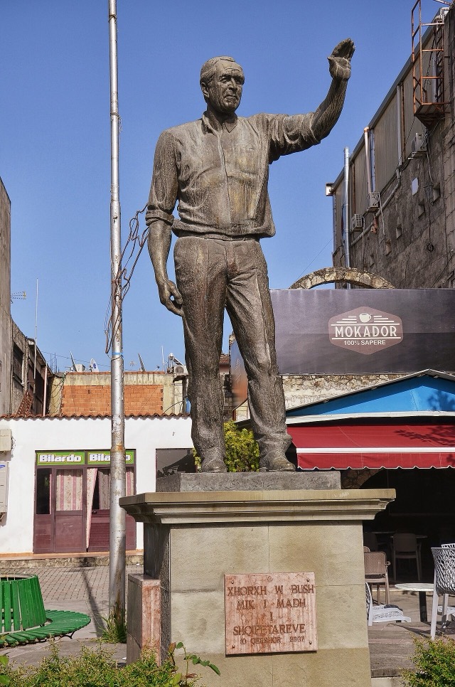 The statue of American president George W. Bush in Fushë-Krujë, Krujë, Albania