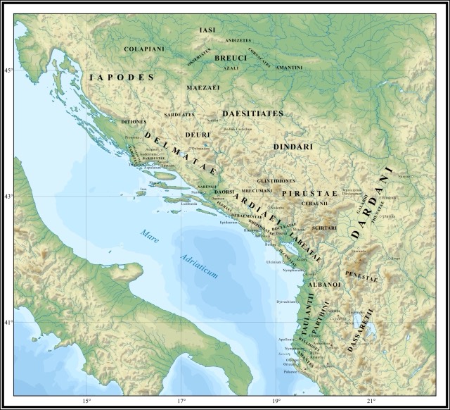 Map depicting Illyrian tribes in the 1st-2nd centuries CE.