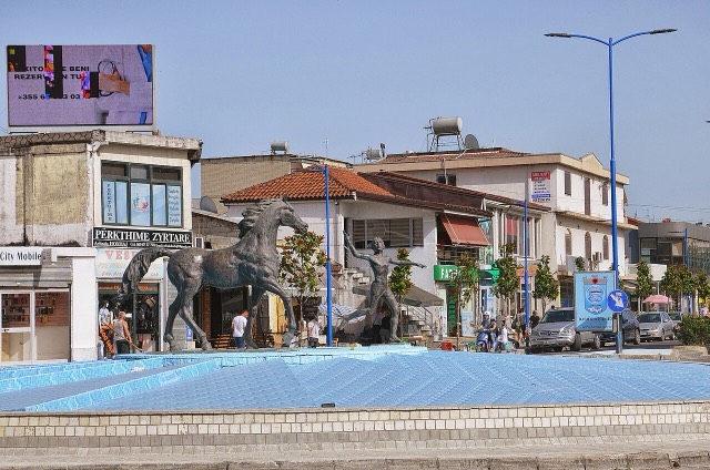 The town center of Kamëz, Albania