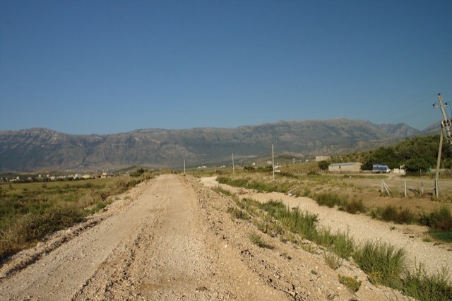 A road on the southern edge of the Karaburun peninsula, Albania