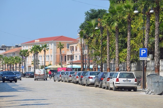 The Main Street (Shetitorja Indrit Cara) in Kavajë, Albania