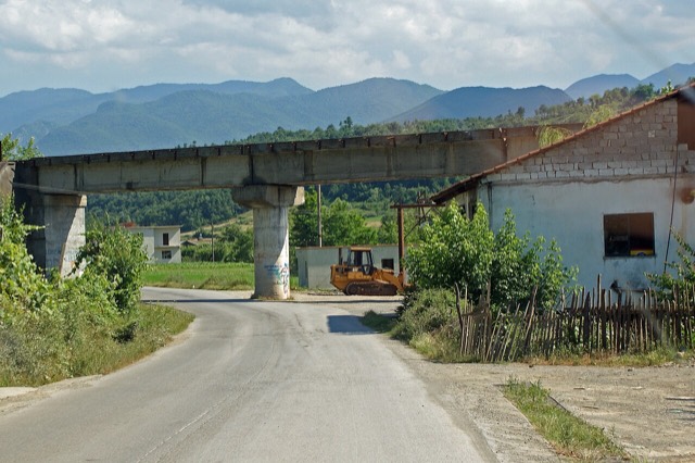 Railway bridge over SH6 close to Klos, Albania