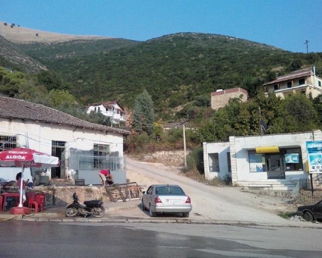 The village square of Lukova, Albania.