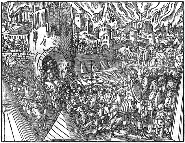 Woodcut depicting the first siege of Krujë 1450