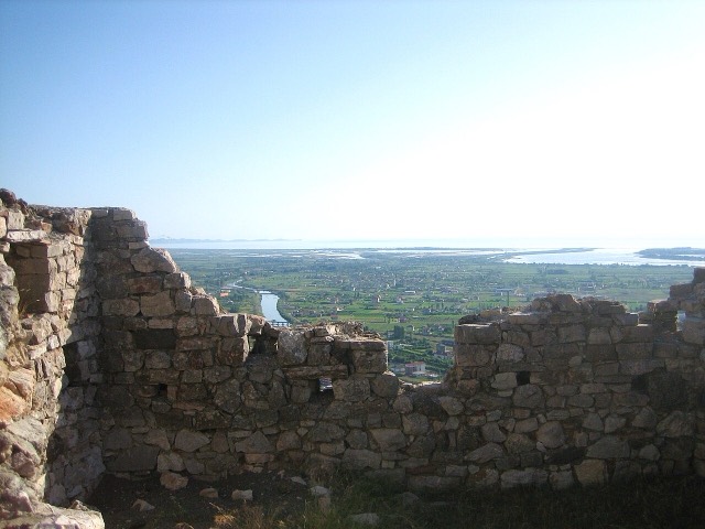 Lezhë Castle, Lezhë, Albania, with a view on the city in the background