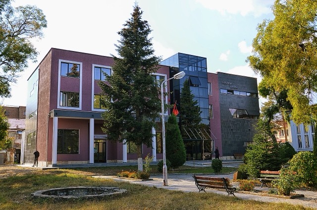 The municipality hall in Maliq, Albania
