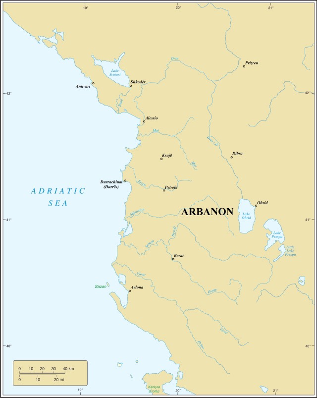 Arbanon location (Albania 11th century AD), Medieval Principalities, Albania