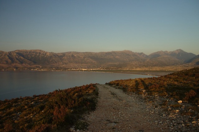 Shkembin karbonatike mountains seen from Karaburun Peninsula, Albania
