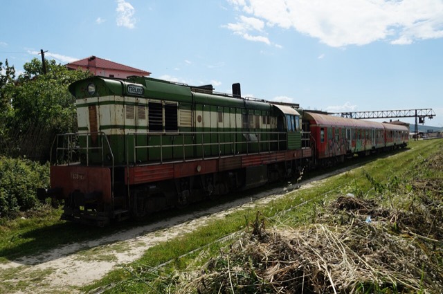 A train leaving the station of Peqin, Albania