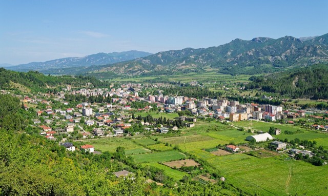 Panorama of Përmet in Albania