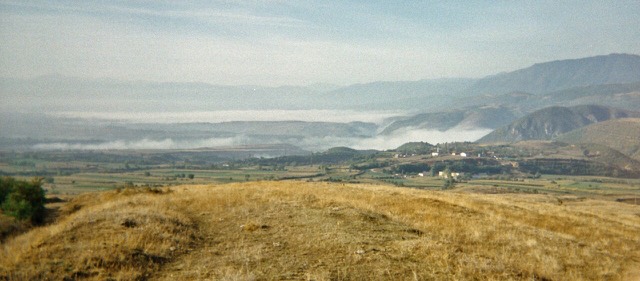 Dibra, Albania: a foggy morning in autumn South of Peshkopi