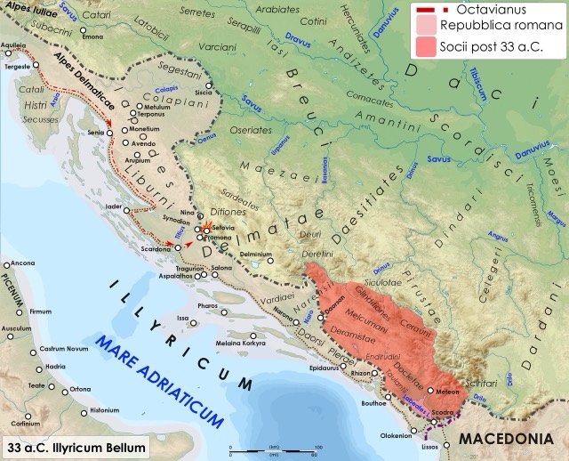 Roman Illyricum during the military campaign of Octavian in 33 BC