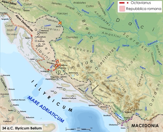 Roman Illyricum during the military campaign of Octavian in 34 BC