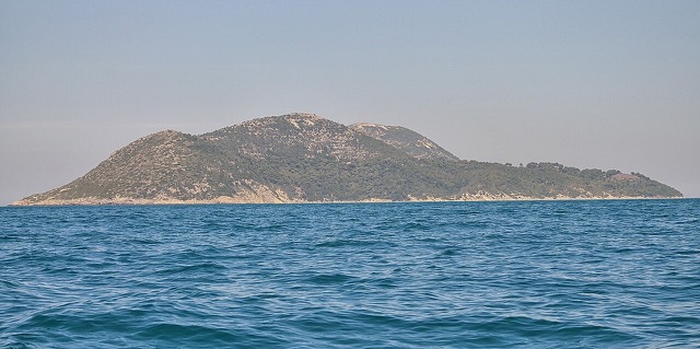 Sazan Island viewed from the Karaburun Peninsula