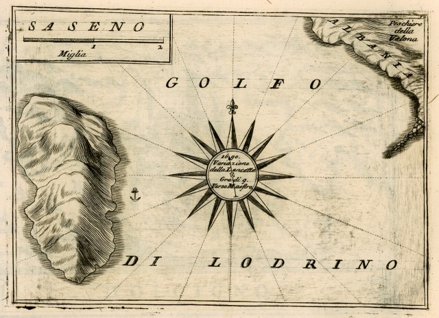 Saseno - Coronelli Vincenzo - 1688 — Sazan Island, Albania