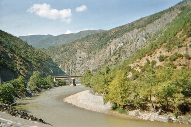 River Shkumbini between towns Librazd and Elbasan, Albania .