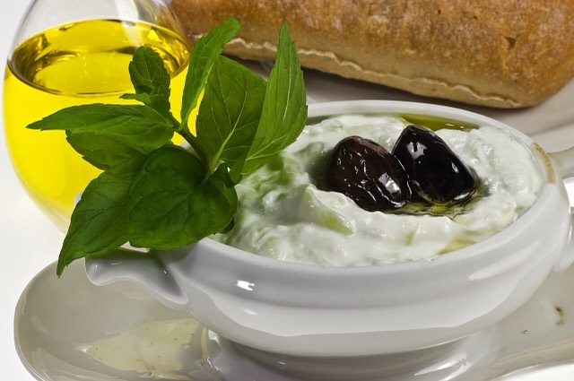 Tzatziki, tzadziki, or tsatsiki - Greek meze or appetizer, also used as a sauce