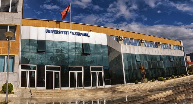 The main building of the University Aleksandër Xhuvani in Elbasan, Albania