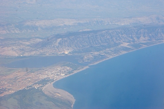 The shore of the Drin Gulf in Northern Albania with the sea resort Velipoja.