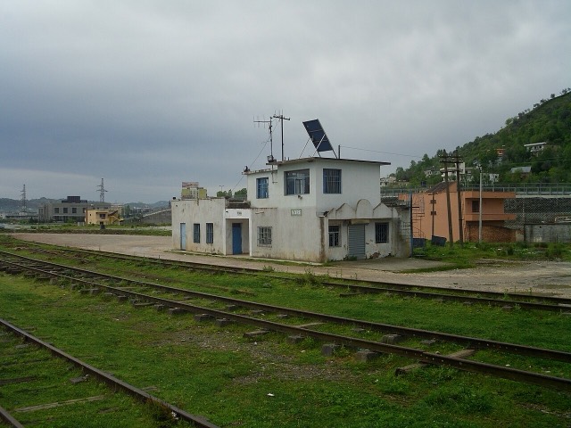 Building of a train station in Vorë , Albania